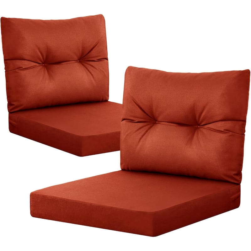 WINSOON 24x24 Inch Outdoor Deep Seat Cushion Set,Waterproof and Resistant Set Of 2 - Burnt Orange