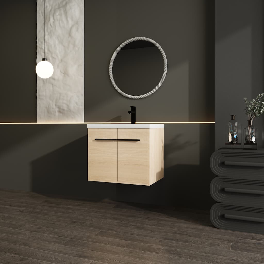 Bathroom Vanity with Resin Countertop Sink & 2 Doors