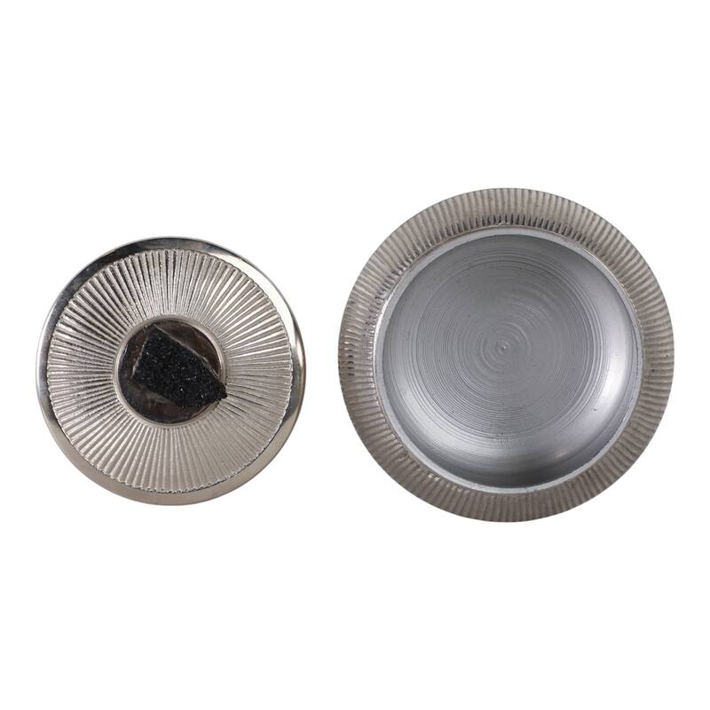 Aluminum Agate Decorative Object Stylish Lidded Textured Sculpture