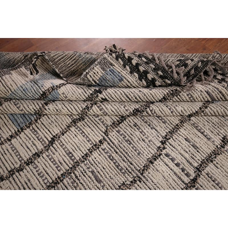 Earth Tone Moroccan Large Area Rug Handmade Oriental Wool Carpet - 9'9" x 15'2"