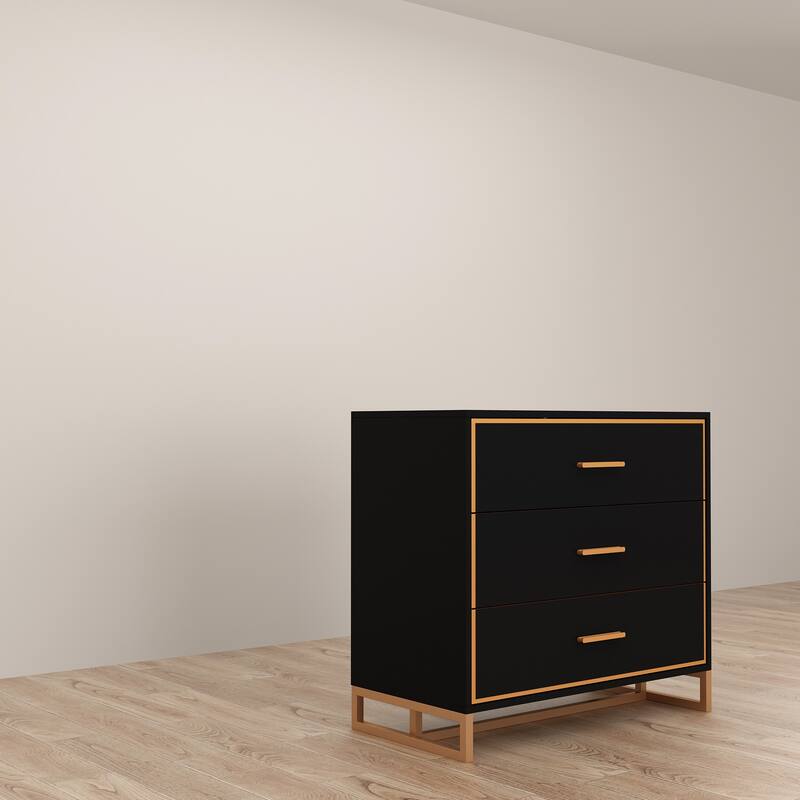 Luxurious Black and Gold Storage Cabinet Nightstand: Modern Design, Ample Storage & Practical Features