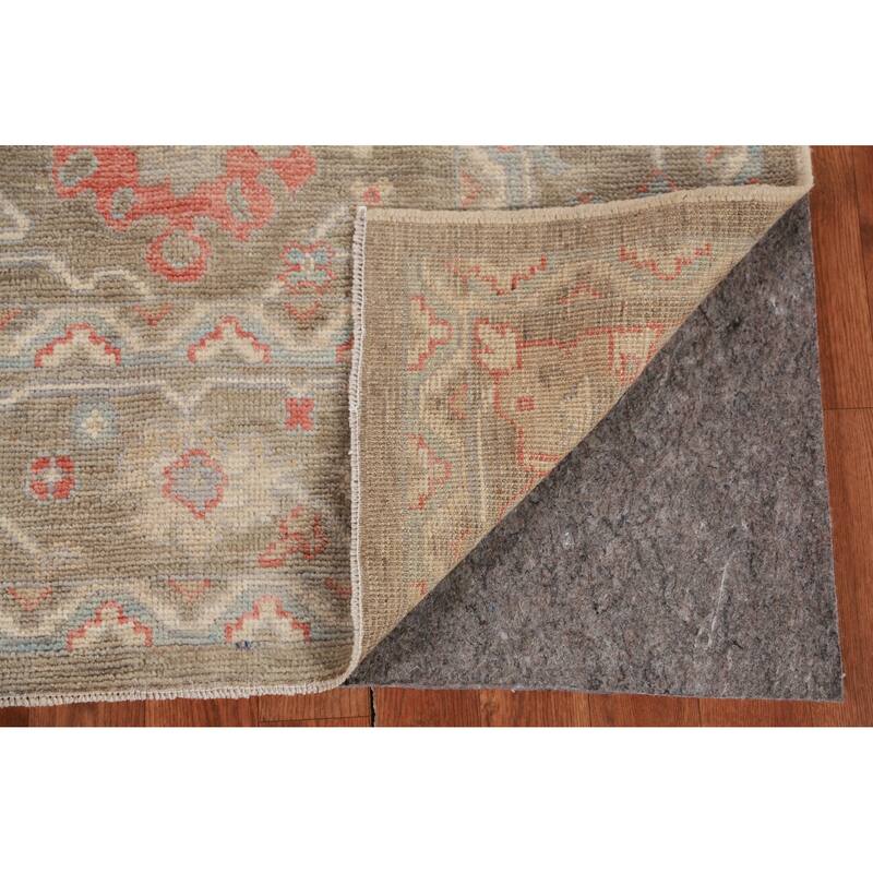 Hand Knotted Oriental 100% Wool Carpet Transitional All-Over Brown Oushak Area Rug - 8' 11'' X 6' 2''