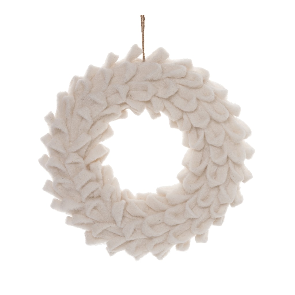 Transpac Foam 14.17 in. White Christmas Soft Touch Wreath