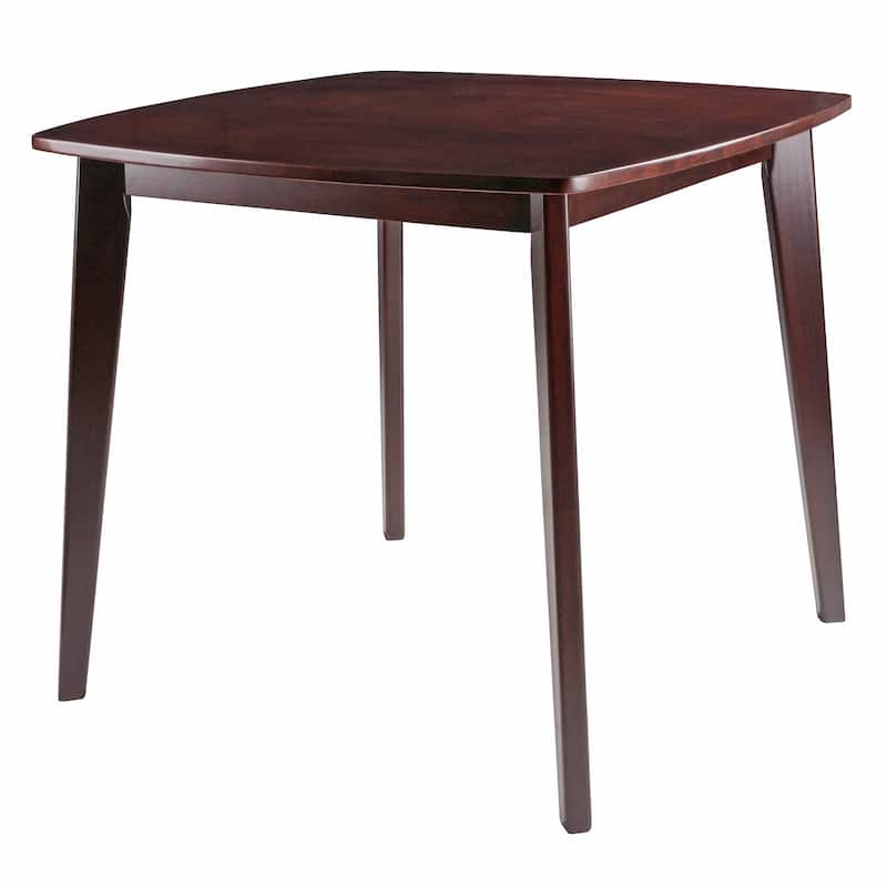 34" Walnut Wood Square Dining Table with Tapered Legs