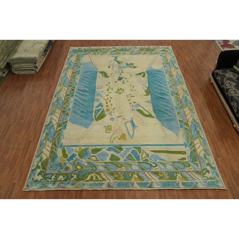 Vegetable Dye Wool Oushak Turkish Large Rug, Geometric Carpet - 17' 9'' X 12' 7''