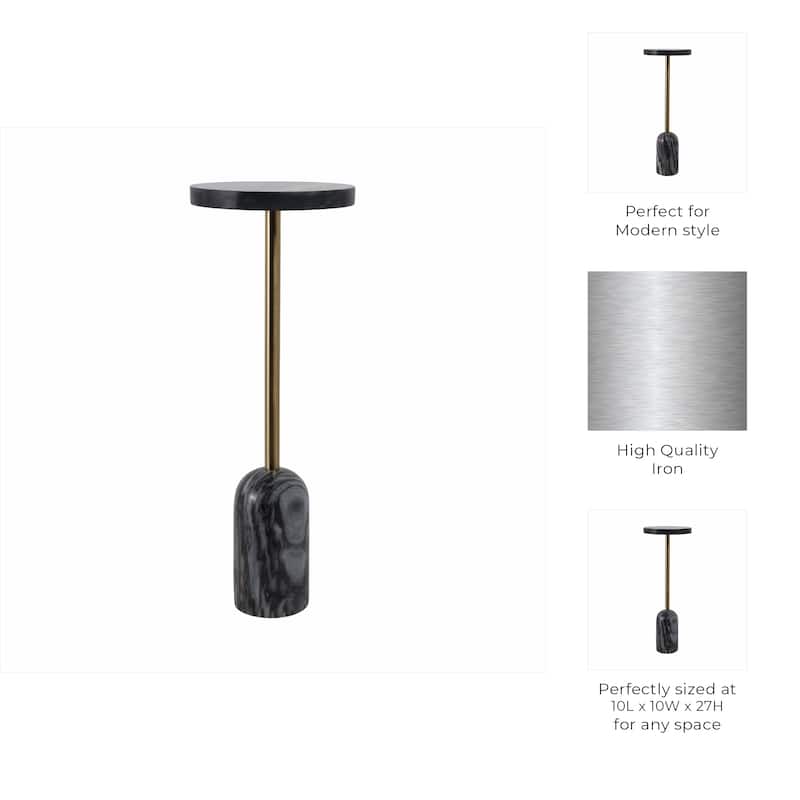 Modern Marble Top & Base Accent Table - Gray