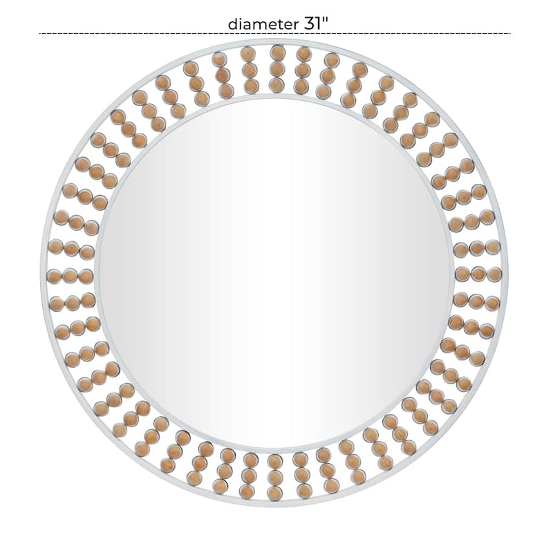 Metal Wall Mirror with Beaded Detailing - White or Black - Roche River Decor