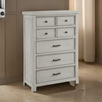 Myna 57 Inch Tall Dresser Chest with 7 Drawers, Rustic White Oak Veneer
