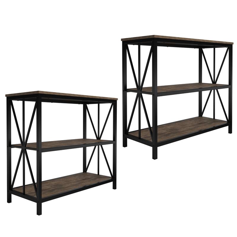 Lavish Home 3-Tier Bookshelf, Brown Woodgrain