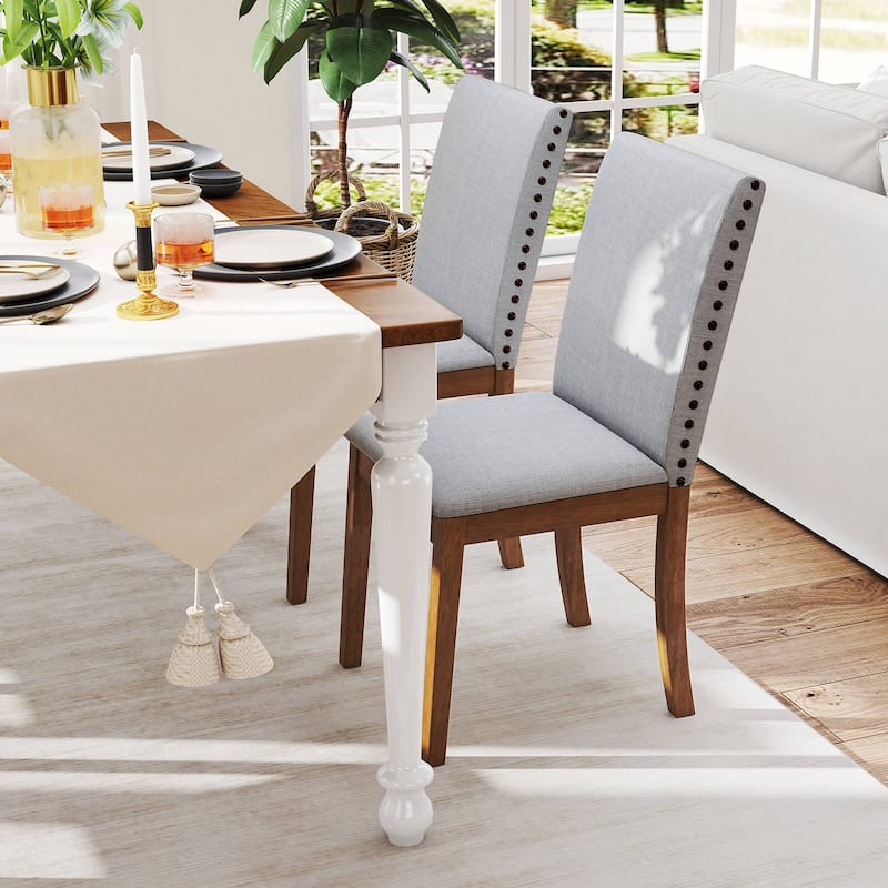 Costway Upholstered Dining Chairs Set of 2/4 with Nailhead Trim Rubber - See Details