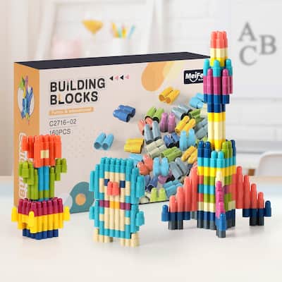 Gears Interlocking Learning Set, STEM Construction Toy Set, Building Kids Toys 160 PCS - Multi-Color