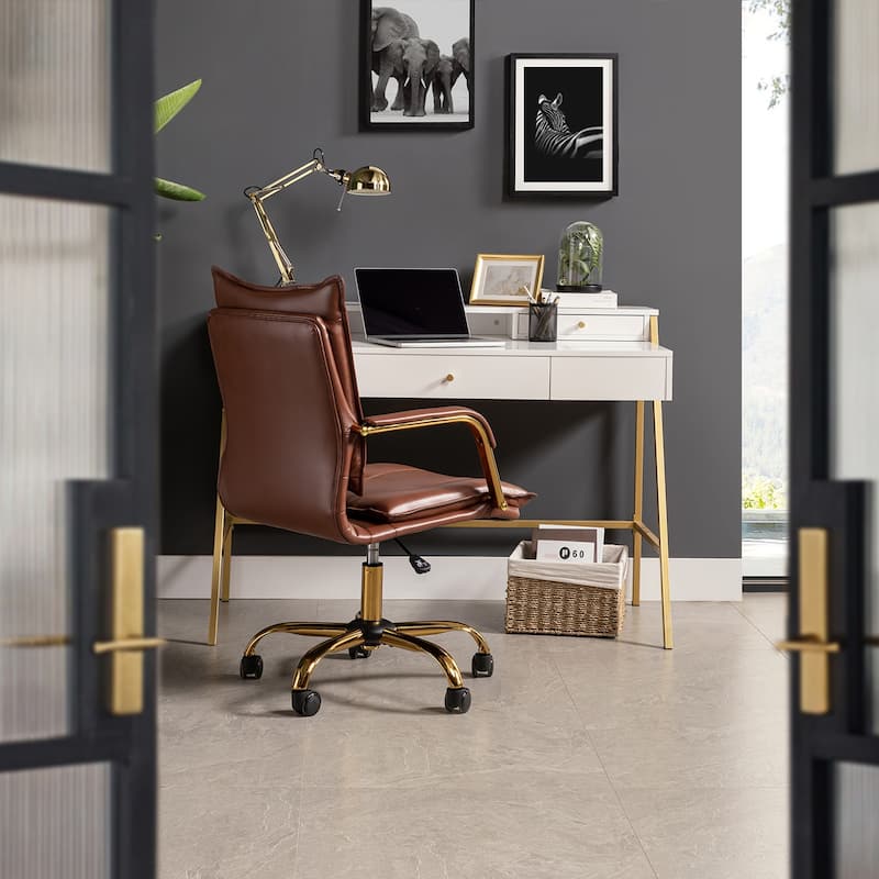 Zarina Modern Faux Leather Swivel Office Desk Chair with Height-adjustable by HULALA HOME