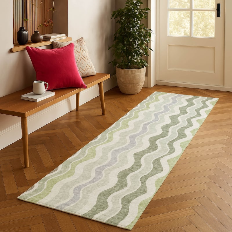 Machine Washable Indoor/ Outdoor Funky Stripe Chantille Rug