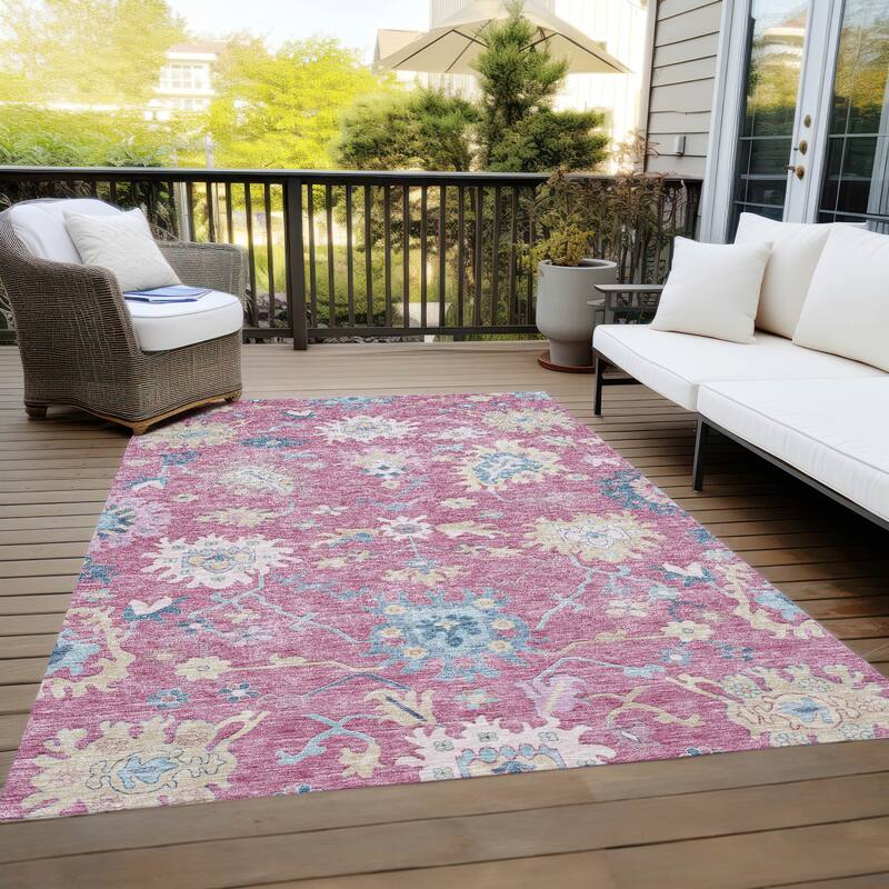 Machine Washable Indoor/ Outdoor Causal Traditional Chantille Rug