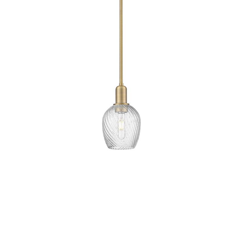 Innovations Lighting 716-1S-10-6 Salina Pendant Salina 6" Wide Mini - Brushed Brass / Clear Spiral Fluted