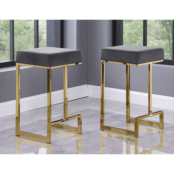 Best Master Furniture Velvet Gold Counter Height Stool (Set of 2) On