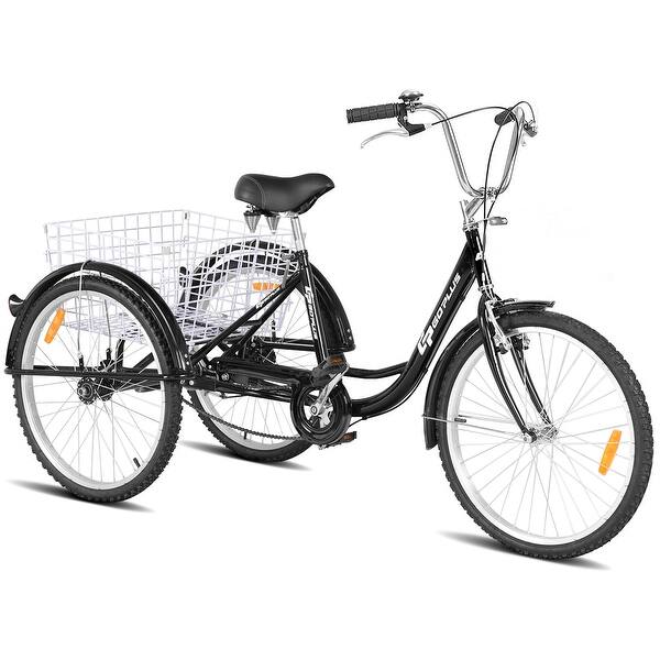Goplus 24'' Single Speed 3-wheel Bicycle Adult Tricycle Seat Height Adjustable w/ Bell - Bed Bath & Beyond - 22649842 Goplus 24'' Single Speed 3-wheel Bicycle Adult Tricycle Seat Height Adjustable w/ Bell - Bed Bath & Beyond - 22649842