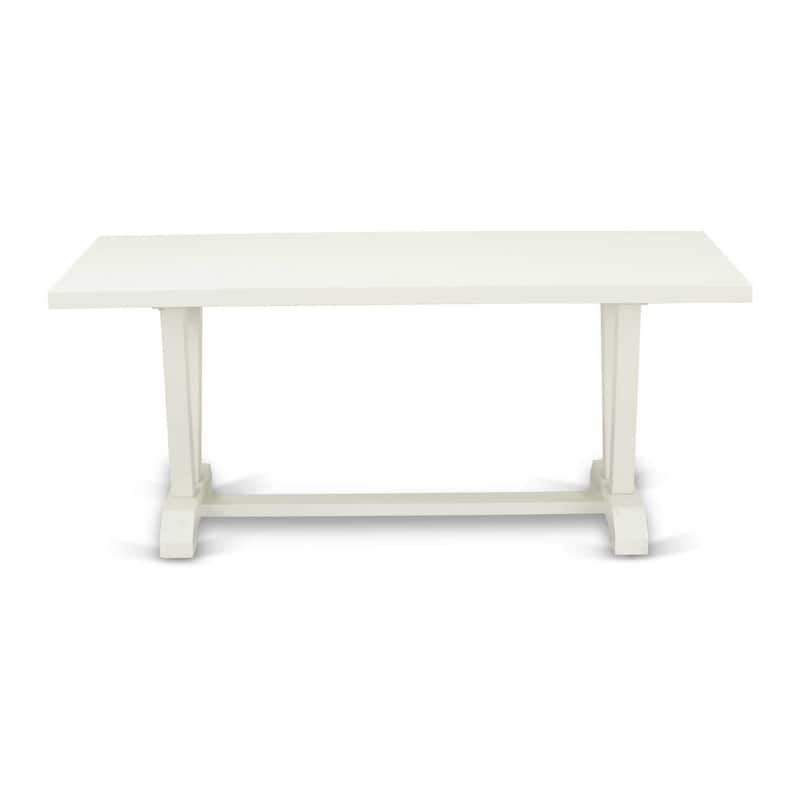 Modern Rectangular Dining Table - Linen White Tabletop & Base - Kitchen Table for Family Gatherings - 72