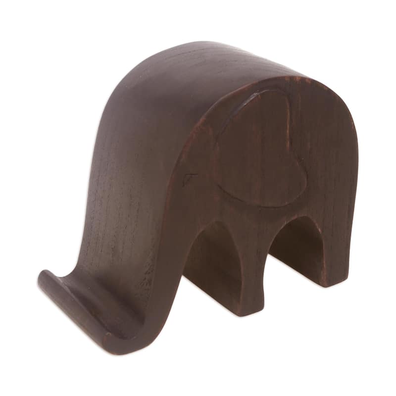 Novica Handmade An Elephant Never Forgets Wood Phone Holder