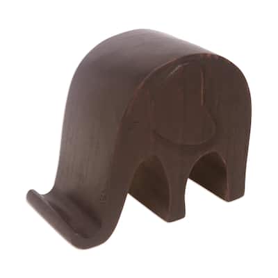 Novica Handmade An Elephant Never Forgets Wood Phone Holder