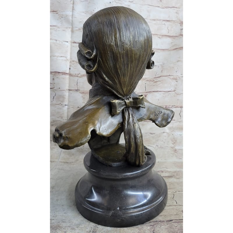 Bronze Sculpture Mozart Head Bust Art Deco Marble Base Figurine Home Decor Sale