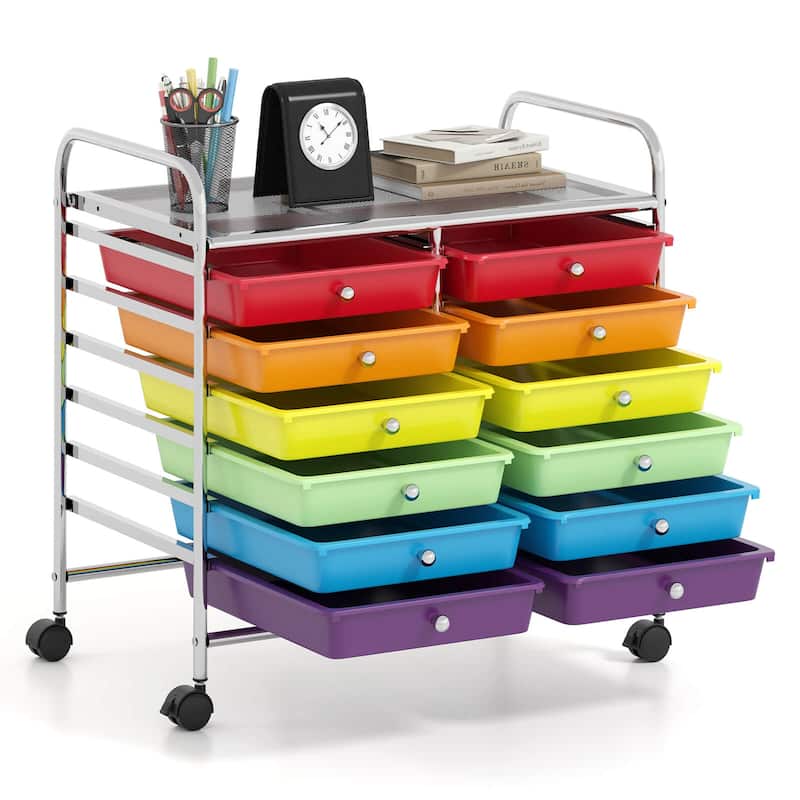 Costway 12 Drawers Rolling Cart Storage Scrapbook Paper Studio - See Details