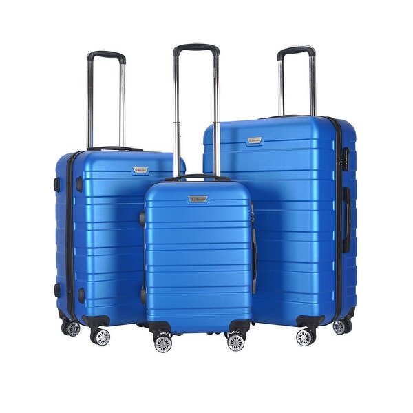 blue hard shell suitcase