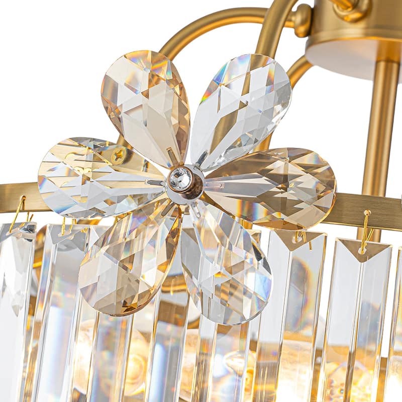 Ornate Glam 6-Light Crystal Flowers Drum Pendant - 19.7 in