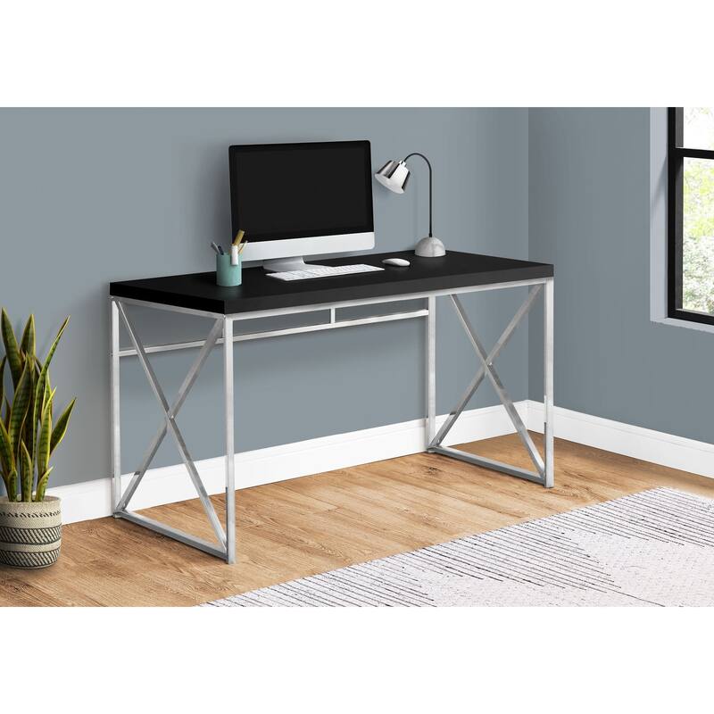 Monarch Specialties 48" Home Office Desk - Black Top + Black Legs