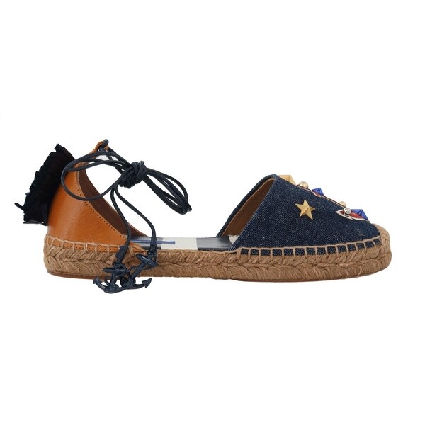 blue leather espadrilles