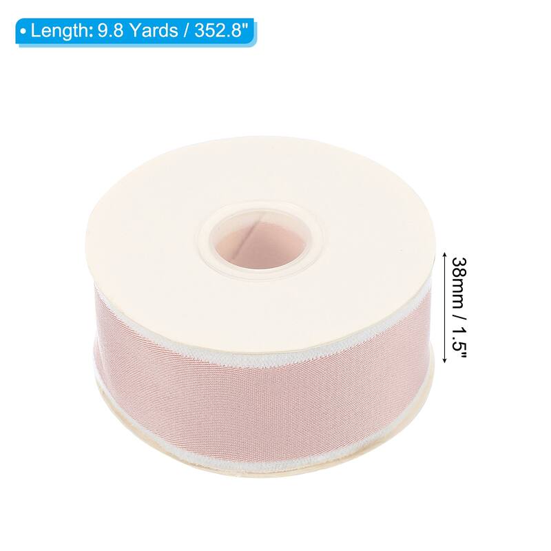 Christmas Striped Ribbon, Candy Ribbon Roll Fabric - Pink - 9.8 Yards x 1.5"