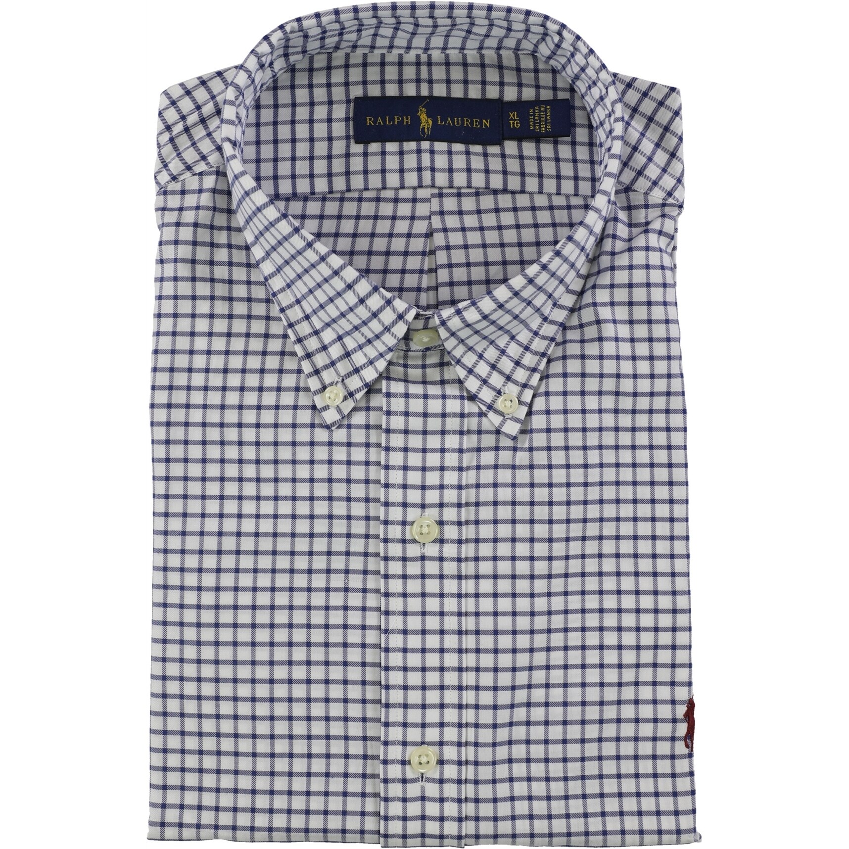 Shop Ralph Lauren Mens Checked Button Up Shirt Blue Medium