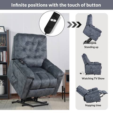 Cassy Recliner Sofa Power Lift Chair Soft Blue Velvet