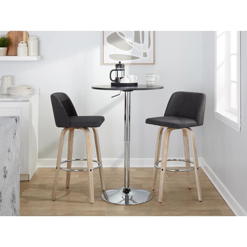The Gray Barn Vallberga 30" Fixed-Height Bar Stool with White Washed Wood Base (Set of 2)