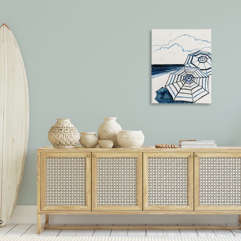 Stupell Umbrellas on Minimal Beach Canvas Wall Art Design By Carol Robinson