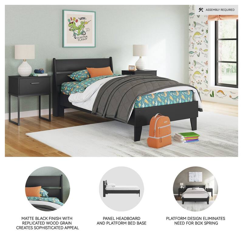 Signature Design by Ashley Socalle Black Panel Platform Bed