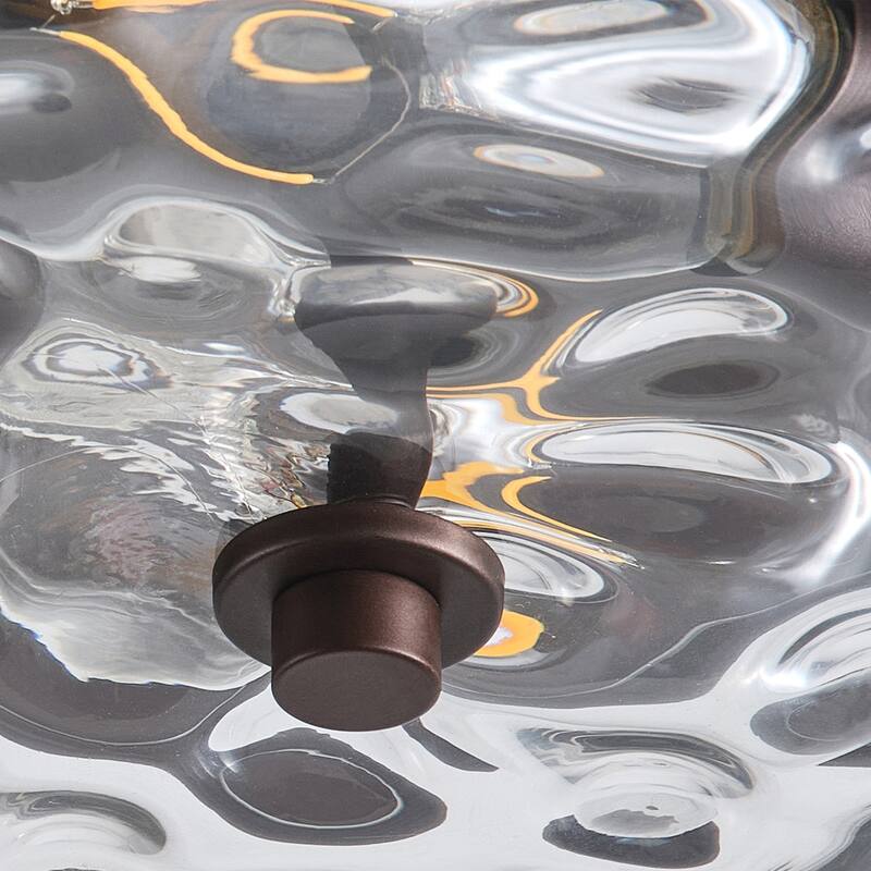 Farmhouse Oil Rubbed Bronze 2-Light Water Ripple Glass Flush Mount Ceiling Light