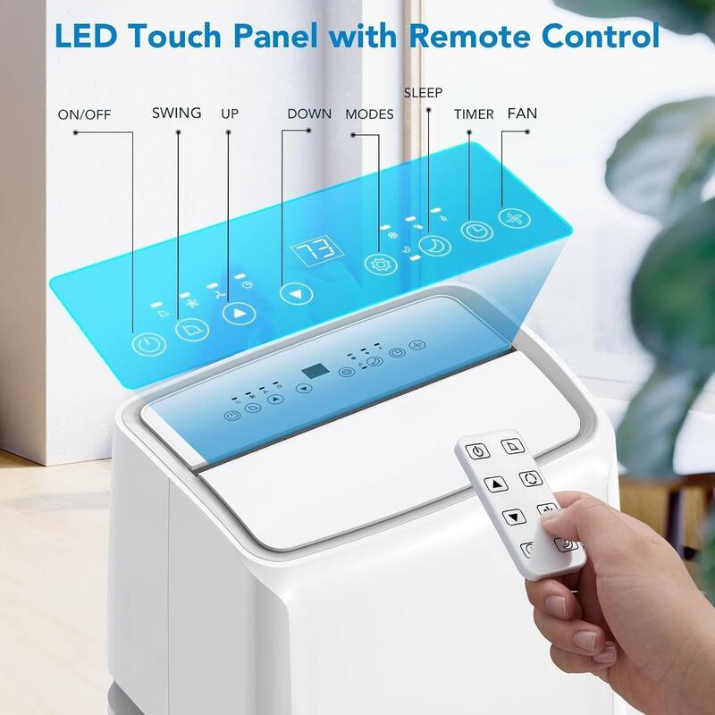 14000 BTU Portable Air Conditioner with Dehumidifier & Fan, Window Kit
