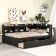 preview thumbnail 38 of 43, Wood Platform Bed with L-shaped Bookcases and Drawers