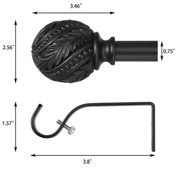 Acroma Black Adjustable Curtain Rod with Final Set