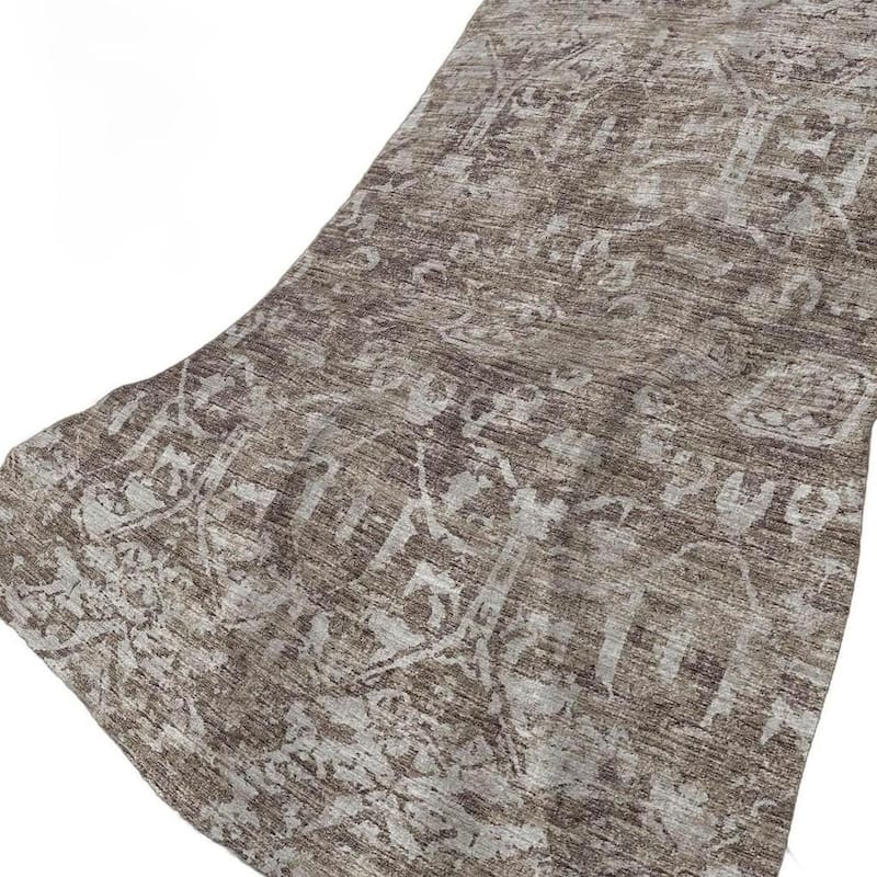 HomeRoots 50" X 70" Brown And Beige Damask Polyester Woven Plush Throw Blanket
