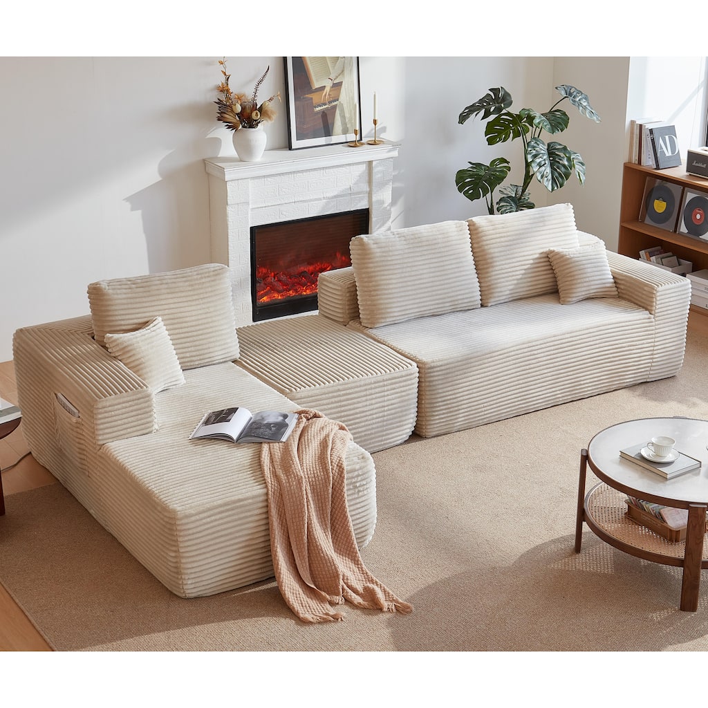 104" Cloud Sectional Sofa with U-Shaped Chaise, Modern Modular Couch with Deep Seat, Upholstered Living Room Sofa