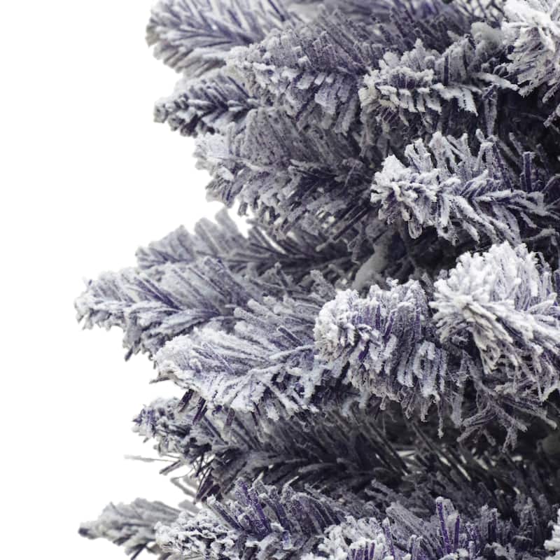 Puleo International 4.5 ft. Pre-Lit Flocked Fashion Purple Pencil Artificial Christmas Tree
