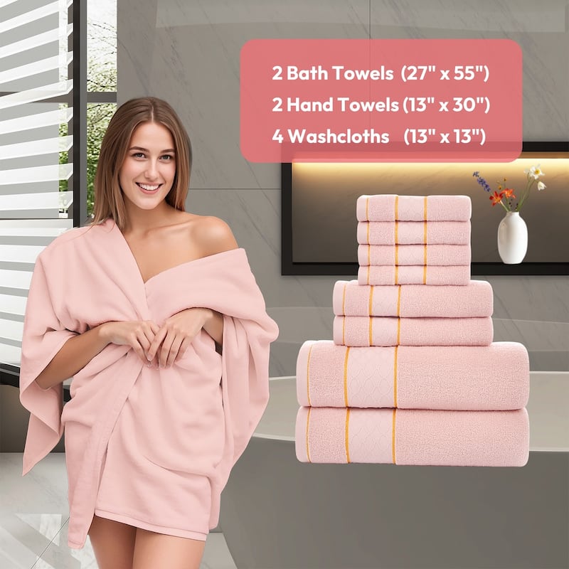 JML 8-Piece Cotton Bath Towel Set - Hotel Quality Bathroom Towels