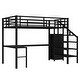 preview thumbnail 9 of 10, Full Size Loft Bed with L-shaped Desk and USB, Metal Loft Bed with Wardrobe and Adjustable Shelf, High Loft Bed with LED