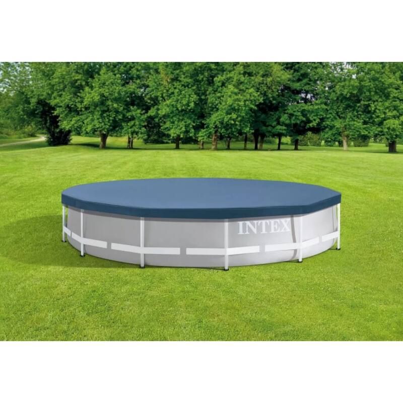 Intex 12-Foot Round Metal Frame Above Ground Swimming Pool Debris Cover, Blue - 7