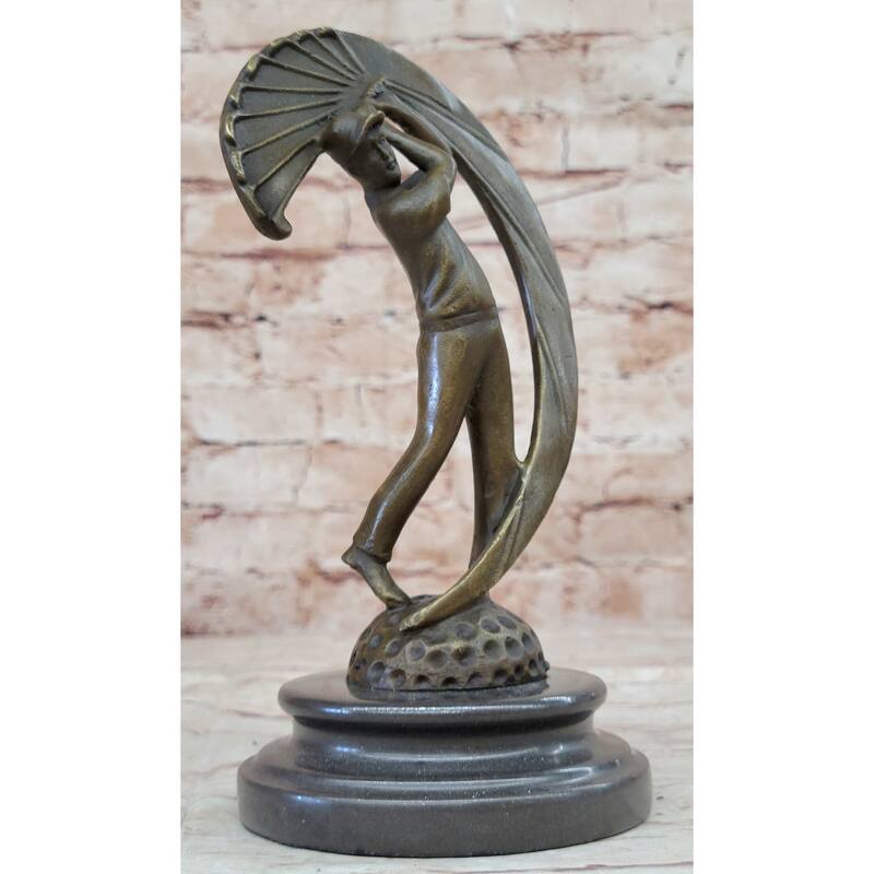 Male Figure Golf Celebration Trophy By Italian Artist Aldo Vitaleh Decor