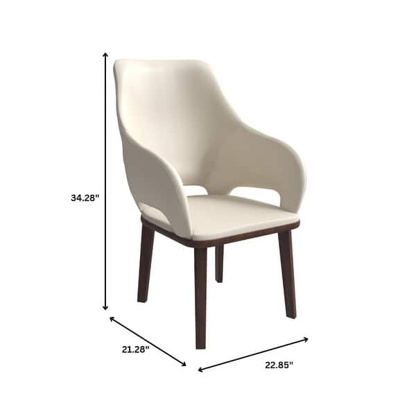 dimension image slide 4 of 6, LeisureMod Vivara Leather Upholstered Dining Chair with Padded Seat - Mid-Century Arm Chair for Home Office Bar & Kitchen