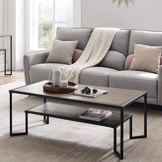 Coffee Table with Storage Shelf Wood Look Coffee Table - Bed Bath ...