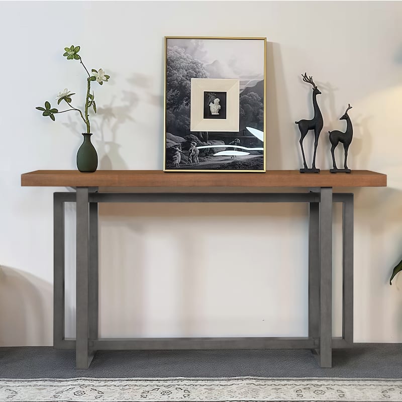 59" Narrow Console Table - MDF Entryway Sofa Table for Hallway, Living Room, Foyer with Space-Saving Design - Natural